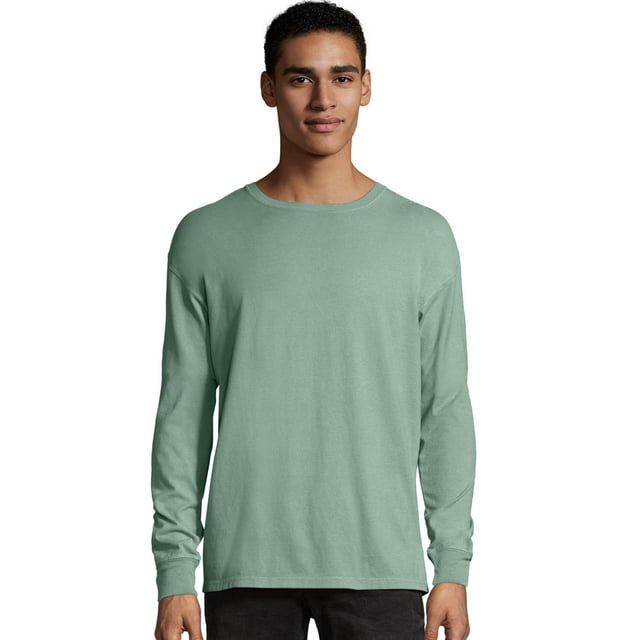 Hanes T-Shirt à Manches Longues Teint en Pièce ComfortWash pour Hommes, 2TG, Vert Cyprès