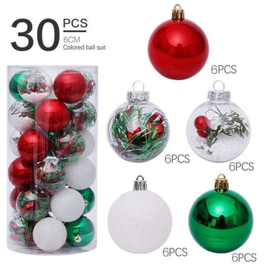 Pisexur 30PCS Christmas Balls Ornaments for Xmas Tree, Delicate Christmas Decoration Baubles Craft Set Shatterproof Plastic Christmas Ornaments Balls kit for New Year Holiday Wedding Party