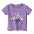 thumbnail image 4 of 4t Fille Tout-Petit Extra Large Enfant Filles Pâques Mignon Graphique Col Rond Manches Courtes T-Shirt Décontracté d'Été, 4 of 4