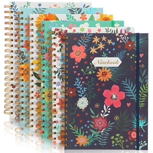 Coopay paquet de 6 B5 Spiral Notebook Journal pour les femmes, College Règled Composition Notebooks Couverture rigide Spiral Journal, Mignon Blooming Floral, fournitures de bureau de l'école d'affaires,