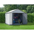 thumbnail image 1 of EZEE Shed Steel Storage 10 x 8 ft. Galvanized Extra High Gable Cream with Charcoal Trim, 1 of 8