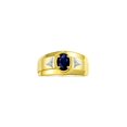 thumbnail image 1 of RYLOS Men's Rings 14K Yellow Gold Classic 7X5MM Oval Gemstone & Diamond Ring Sapphire September Birthstone Rings For Men, Gold Rings Size 13, 1 of 7