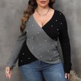 thumbnail image 3 of Cameland Oversized Sweaters for Women Plus Size Fashion Long Sleeve Loose Color Block Blouse Pullover Sweaters Jumper, 3 of 5
