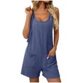 thumbnail image 2 of Aqestyerly Combinaison Courte Unie pour Femme Sans Manches à Col Rond avec Poches Confortable Décontractée une Pièce, 2 of 8