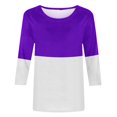 thumbnail image 4 of IROINID Hauts à Manches 3/4 Réduits pour Femmes T-shirt Imprimé Ample Blouse Mi-Longue Col Rond Hauts de Détente, Violet, 4 of 4