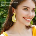 thumbnail image 3 of Beaded Drop Earrings, Bright Colors Beaded Circle Earrings Half Circle Ultra Light  For Party, 3 of 8