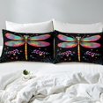 thumbnail image 3 of Drap-housse Dragonfly Format Simple, Drap de Lit Animal Libellule Coloré Feuilles Rustiques Pois Ensemble de Literie pour Enfants Adultes Polyester Doux Poche Profonde Drap 2 Pcs, Sans Drap Plat du Dessus, 3 of 5