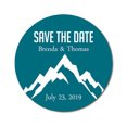 thumbnail image 1 of Darling Souvenir Round 45 Pcs Snowy Mountain Save The Date Stickers Personalized Bride Groom Names And Date Envelope Seals - Teal Blue, 1 of 4