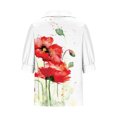 thumbnail image 5 of Hauts à Manches Courtes Grande Taille pour Femmes, Col Décontracté, Boutons, Fleur Vintage, Manches Courtes Régulières, T-Shirt Col en V pour Femmes en Solde, 5 of 5