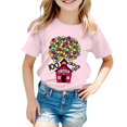 thumbnail image 1 of Hauts d'Été pour Filles en Bas Âge T-Shirts Respirants avec Lettres Graphiques, Col Rond, Manches Courtes, T-Shirts Quotidiens de Printemps pour Enfants 10-11T, 1 of 4