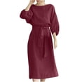 thumbnail image 2 of Robe d'Été pour Femmes 2024 Mode Grande Taille Col Rond Ample Manches Courtes Unie Mi-Mollet Robe Longue Rabais de 50 % Liquidation!, 2 of 8