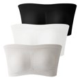 thumbnail image 1 of Tube Tops, Womens 3 Pack Large Size Stretch Strapless Bras Breathable And Comfort Wireless Bra, 1 of 6