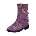 thumbnail image 2 of jsaierl Chaussures de Mode pour Femmes Bottes Rétro Western Décontractées Chaudes Talons Bas Bottes Mi-Mollet, 2 of 9