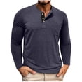thumbnail image 2 of Yusimy Chandail Henley pour Homme à Manches Longues, Col Rond, Boutonné, Couleur Unie, avec Poche, Mode Décontractée, 2 of 6