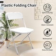 thumbnail image 4 of Metal Folding Chairs 6 Pack, Portable Stackable Seat with Steel Frame and Comfortable Seating, Foldable Party Chair Set for Office, Waiting Room, Party, White (Plastic-White, 6 Pack), 4 of 9