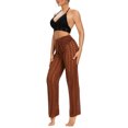 thumbnail image 2 of FOCUSNORM Women Hollow Out Pants Solid Color Elastic High Waist Trousers, 2 of 7