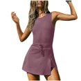 thumbnail image 1 of Timegard Womens Rompers Round Neck Sleeveless Drawstring Backless Workout Skirts Jumpsuit with Shorts, 1 of 7