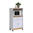 thumbnail image 1 of Hodedah Wheeled Microwave Cart with Drawer and Cabinet Storage, White, 1 of 7
