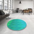 thumbnail image 4 of Ahgly Tapis Rond Lavable en Machine Intérieur Transitionnel Turquoise Foncé Vert, 6 Pieds Rond, 4 of 7