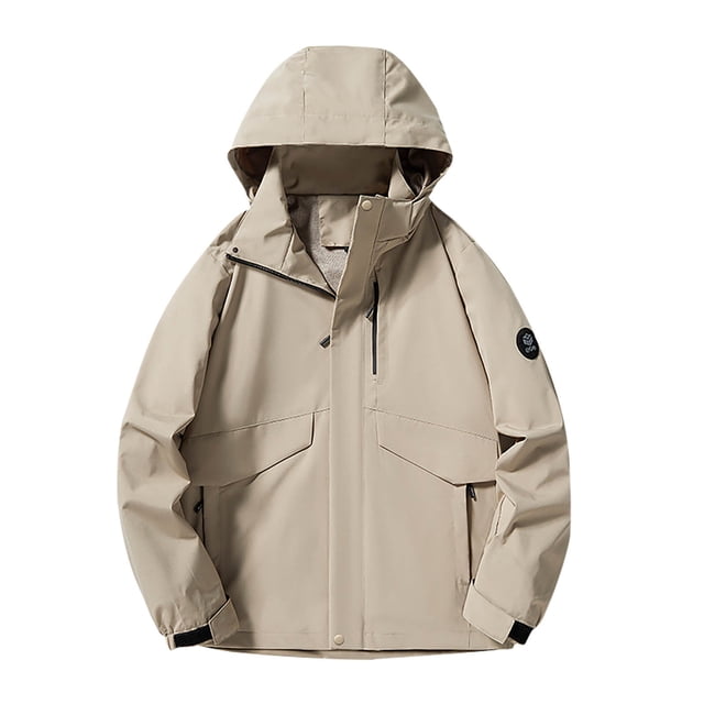 DecSea Men's Softshell Military Jacket With Removable Hood, Fleece Lined and Water Repellent Outdoor Reflective Coat