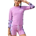 thumbnail image 1 of Kids Rash Guard Swim Shirt And Shorts Set For Boys And Girls, Long Sleeve UPF 50+ Sun Protection, Split Style Conservative Swimwear For Surfing And Swimming, 1 of 4