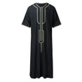 thumbnail image 2 of MYG Hommes Rayé Jubba Caftan Dishdash Thobe Arabe Saoudien Musulman Vêtements Maxi Robe Nouveau, 2 of 9