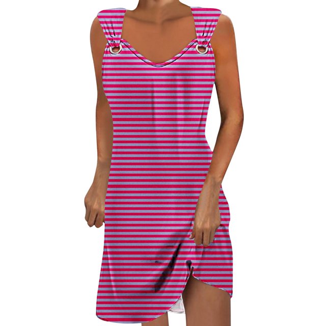 Robe d'Été pour Femmes Couleur Unie avec Poches Sans Manches Col en V, Robe d'Été pour Femmes, Robe d'Été pour Femmes