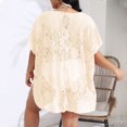 thumbnail image 4 of Pisexur Robe à Manches Courtes à Col en V pour Femme, Robe de Plage Unie à Manches Courtes avec Empiècements Ajourés, Chemise de Couverture Surdimensionnée, Robe à Manches Courtes pour Femme, Jupe pour Femme, 4 of 4