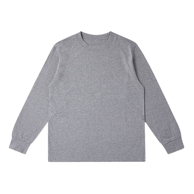 GigrtiJin Mens Shirts Round-Neck Long Sleeve Casual Solid Color Blouses Fashion Comfy Loose Basic Pullover Tops