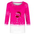 thumbnail image 4 of KIHOUT Hauts pour Femmes Manches Longues Liquidation Mode Petite Confortable Col Rond Manches 3/4 Imprimé de Noël T-shirt Décontracté Blouse, 4 of 4