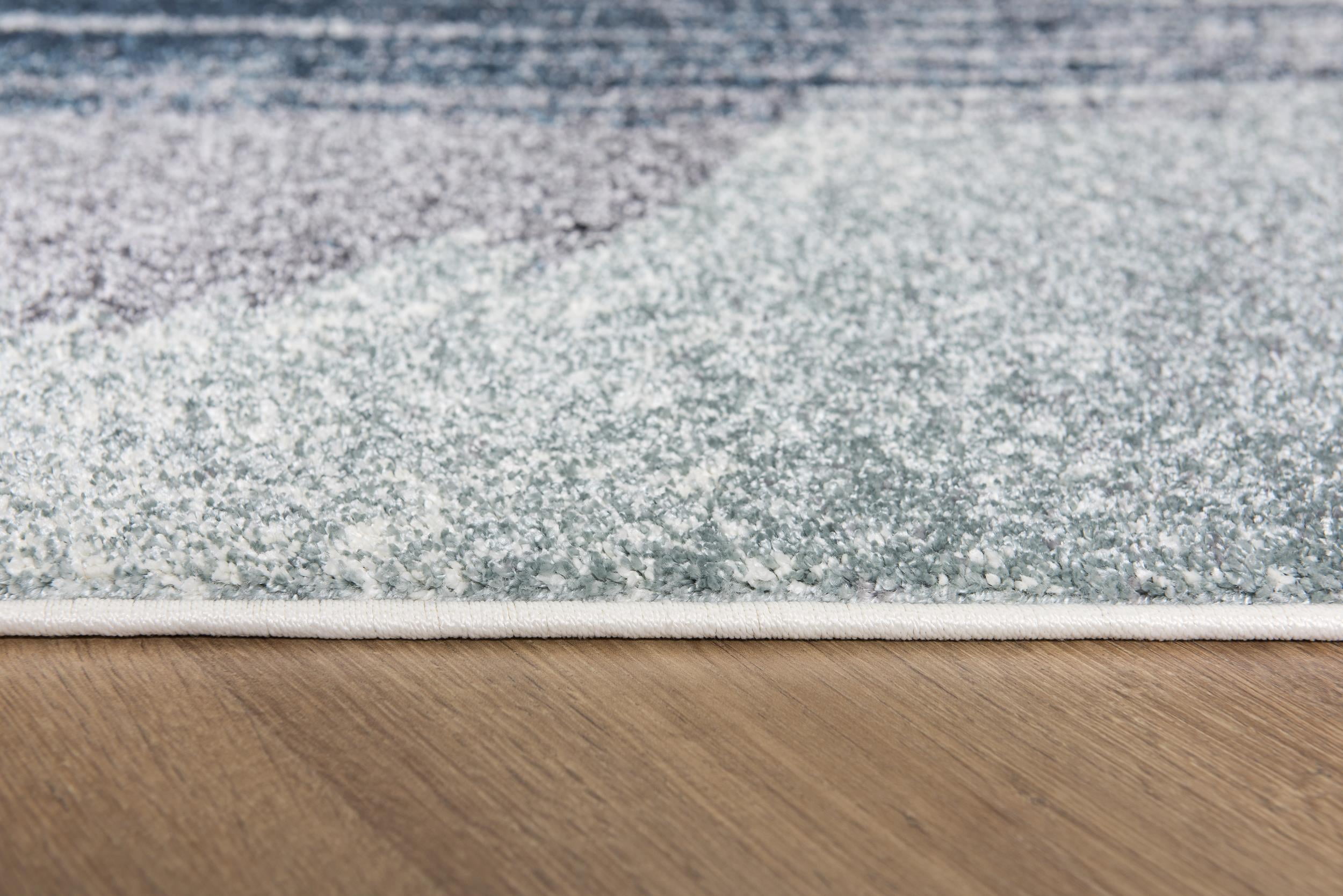 Tapis d'intérieur scandinave Rug Branch Nova 2' x 25' (taille exacte : 2'3" x 25'), bleu et blanc, contemporain - Entrée, couloir, salle de bain et cuisine