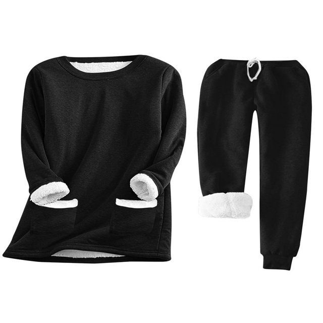 Ladies‘ Cozy Tracksuit Set with Fleece Lined Sweatshirt and Stretchy Sweatpants