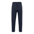 thumbnail image 1 of Men's Rope Loosening Waist Foam Slip Solid Color Pocket Trousers Stitched Crease Pants Loose Sports Trousers, 1 of 5