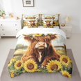 thumbnail image 2 of Erosebridal Ensemble de Literie Highland Cow Format Grand, Ensemble de Lit Tournesol, Déco de Chambre Ferme avec Animaux, Réversible, 2 of 5