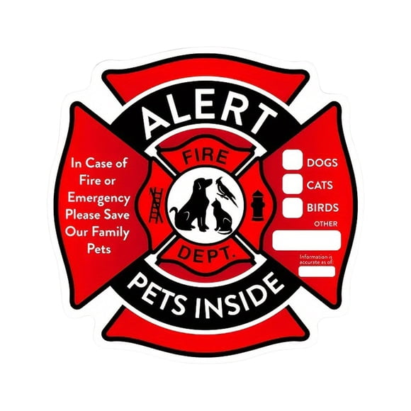 Autocollant Décalque d'Alerte d'Urgence Incendie KPet pour Fenêtre et Porte de Maison, Panneau pour Indiquer la Présence de Chats