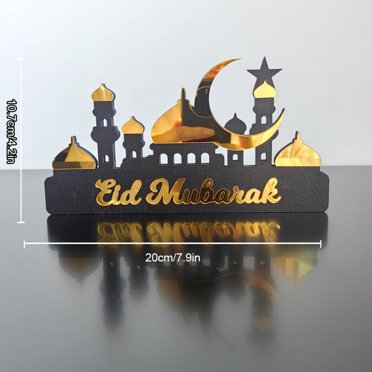 Wooden Acrylic Eid Mubarak Moon Star Castle DIY Home Table Decoration Islamic Muslim Party Gifts Ramadan Table Ornament