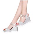 thumbnail image 5 of LSLJS Summer Ladies Shoes Fish Mouth Medium Wedge Heel Metal Buckle Women's Sandals, 5 of 5