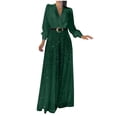 thumbnail image 2 of Weiqiqre Vêtements de Vacances à la Plage pour Femmes Robe à Manches Longues à Paillettes pour Femmes Robes Formelles Robe Maxi Scintillante à Col en V, 2 of 6