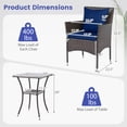 thumbnail image 3 of Costway 3PCS Patio Wicker Bistro Set, 2 Rattan Chairs with Double-Tier Tempered Glass Table Mix Brown+Blue, 3 of 10