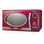 Nostalgia Retro Countertop Microwave Oven, 0.9 Cu. Ft. 800-Watts with LED Digital Display, Child Lock, Easy Clean Interior, Cu.Ft, Red