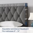 thumbnail image 3 of Full Bed Frame, Full Size Platform Bed With Fabric Upholstered Headboard, Dark Gray, 3 of 6