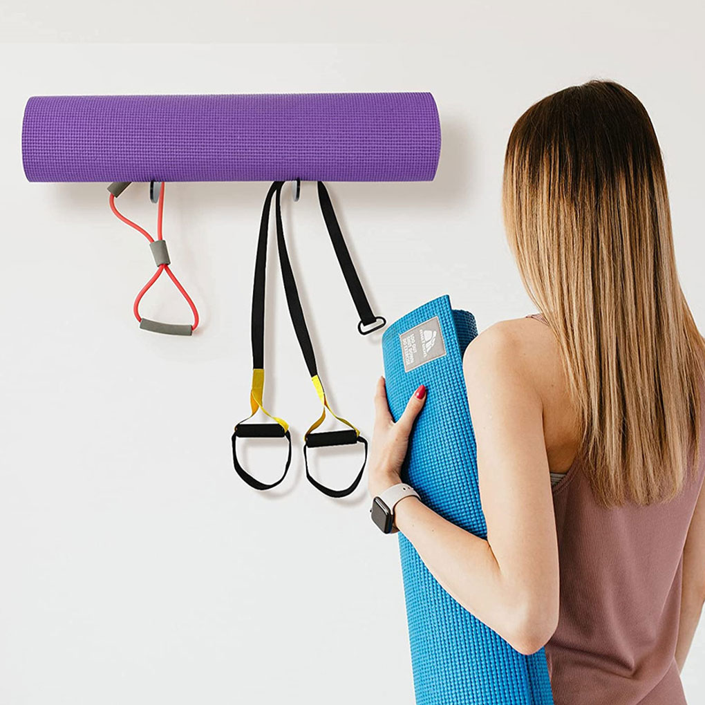 Becaristey 2pack/lot Easy-to-Install Mat Storage Rack Yoga Essentials Handy Apartment Acrylic Yoga Mat Rack black 1Set