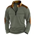 thumbnail image 1 of Mens Autumn Winter Folded Long Sleeve Sweatshirt Standing Collar Zip Flya Way Hoodless Sweatshirt Top, 1 of 4