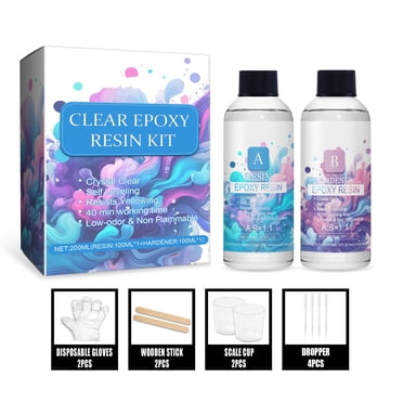 Kit de Résine Époxy Cristal Clair, Sans Bulles, Sans Jaunissement, Auto-Nivellement Résine Époxy pour Bricolage, Résine Époxy Claire pour Moulage, Moules, Peinture, Bijoux, Arts et Artisanat