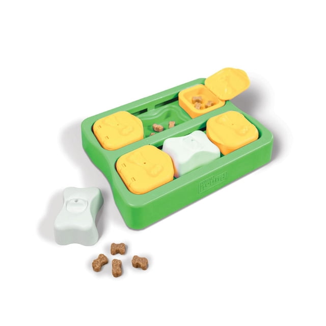 Outward Hound by Nina Ottosson Dog Brick Level 2 Intermediate Dog Puzzle Green Interactive Treat Puzzle Dog Enrichment Dog Toy