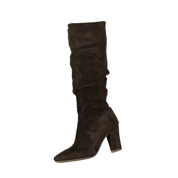 Kyusrd Mid-Calf Boots For Women Women's High-Heels Mid Calf Boots Middle Tube Boot Comfortable Casual Shoes