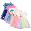thumbnail image 4 of Qudderr Robe Princesse en Tulle Arc-en-Ciel pour Tout-Petits Enfants 2-8 Ans Robe Imprimée pour Filles Robe d'Été en Maille pour Bébés Filles Jupe, 4 of 9