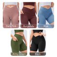 thumbnail image 2 of Women Yoga Shorts with Pockets Ribbed High Waist Push up, 2 of 8