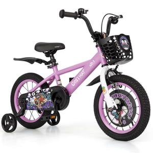 Costway 14" Kid's Bike for 3-5 with Height-Adjustable Handlebar & Saddle Handbrake Purple