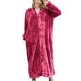 thumbnail image 1 of Besolor Womens Long Housecoat Robe Fleece Zip up Front Robe Bathrobe Plush Warm Nightgown Loungewear with Pockets, 1 of 7